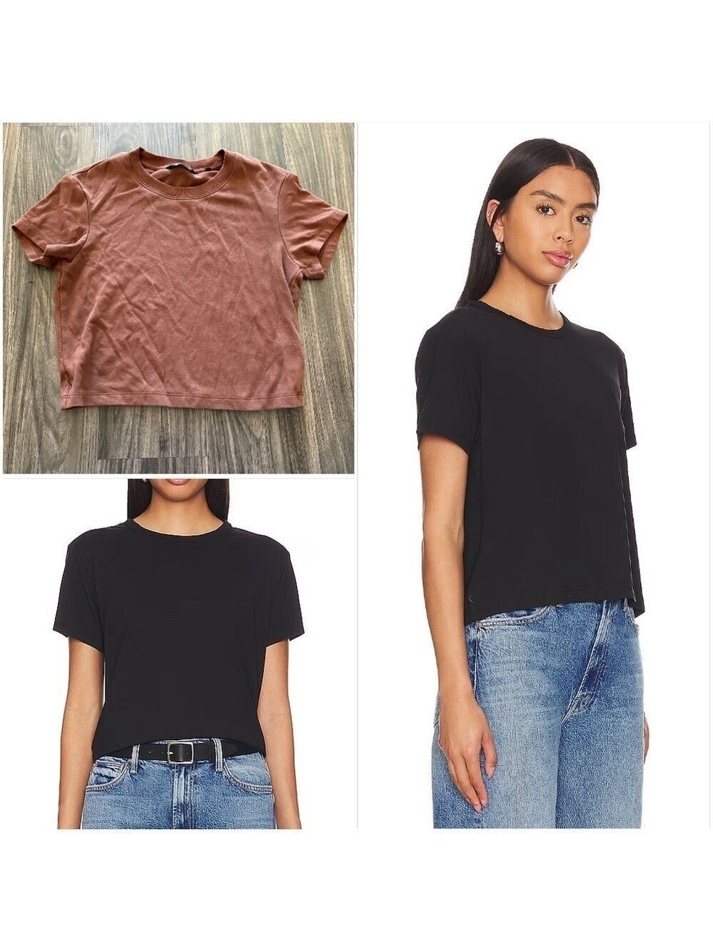 Cuts Clothing x Revolve Almost Friday Tee Cropped in Brown Jersey Tee Small